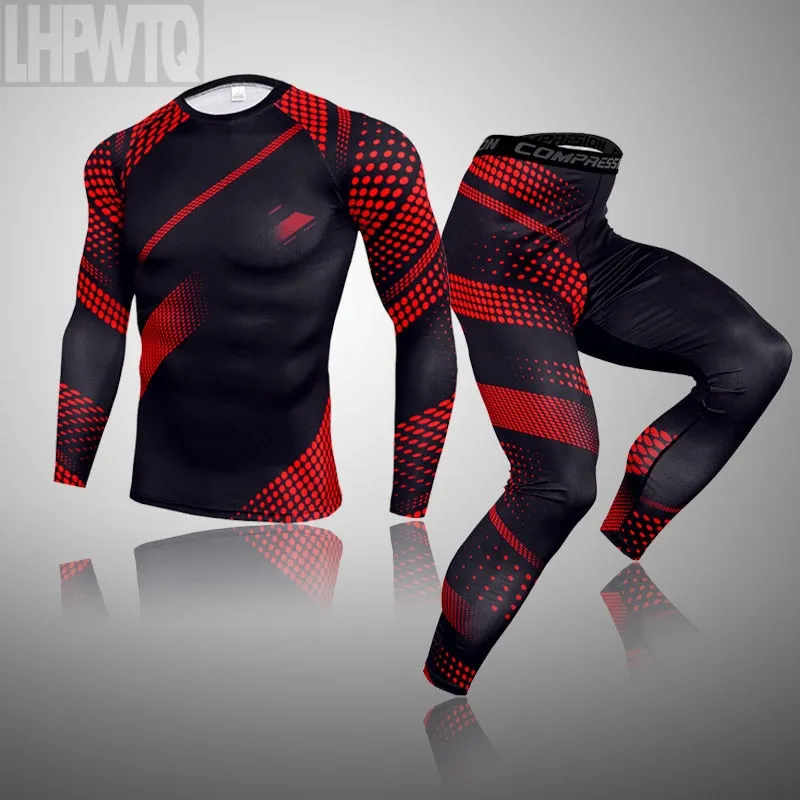 Men's Thermal Underwear Set for MMA Tactics and Fitness Leggings | Compression Sports Suit Long Johns