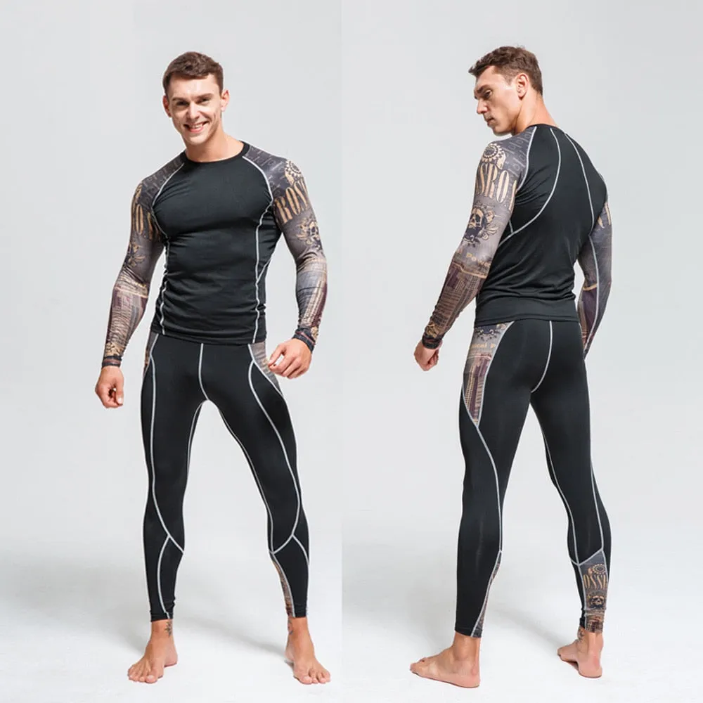 Men's Thermal Underwear Set for MMA Tactics and Fitness Leggings | Compression Sports Suit Long Johns