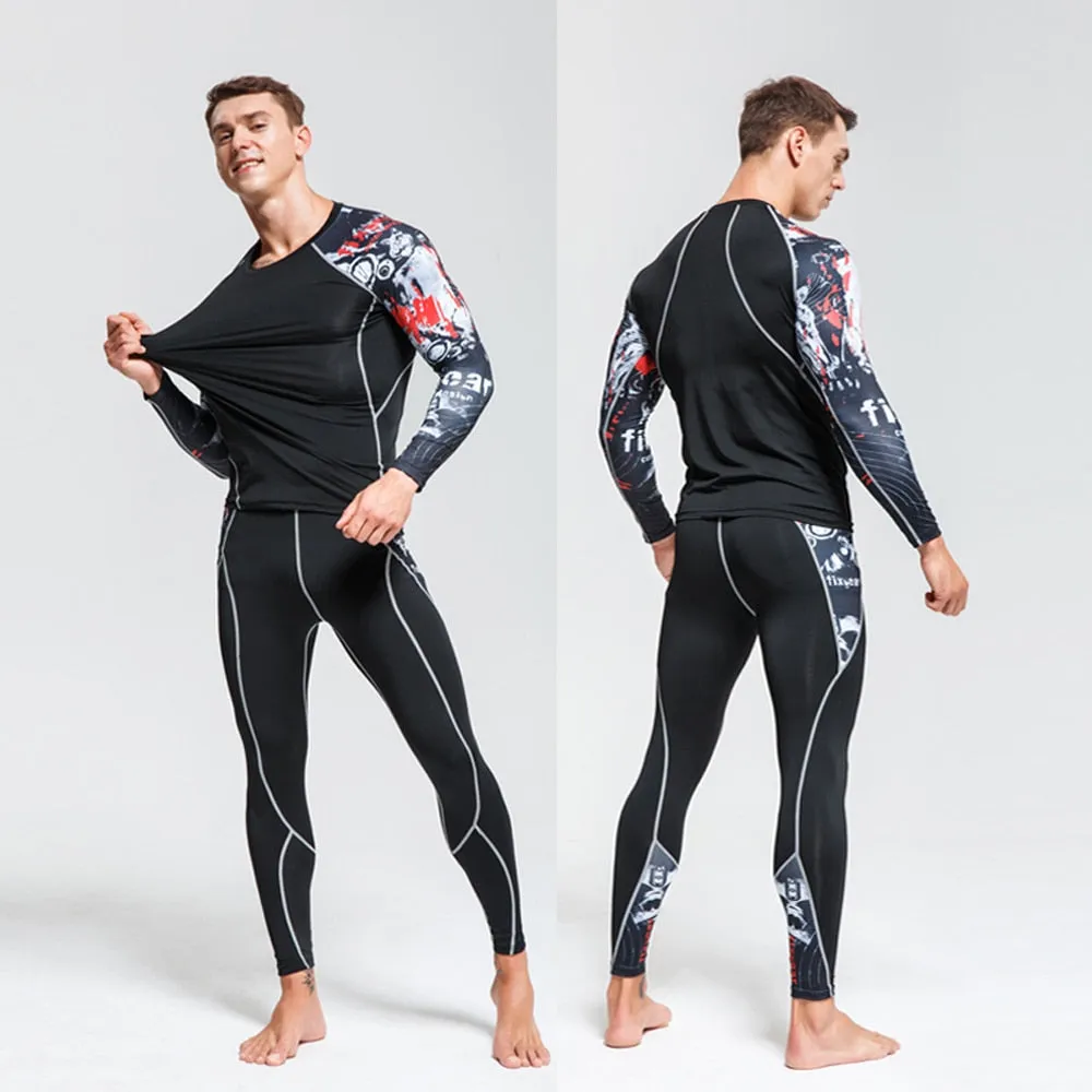 Men's Thermal Underwear Set for MMA Tactics and Fitness Leggings | Compression Sports Suit Long Johns