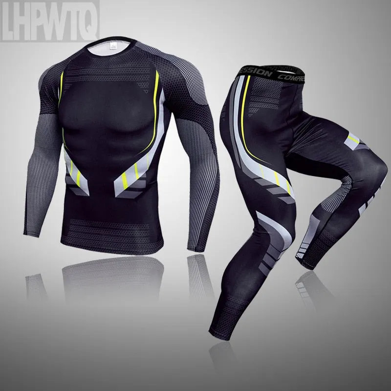 Men's Thermal Underwear Set for MMA Tactics and Fitness Leggings | Compression Sports Suit Long Johns