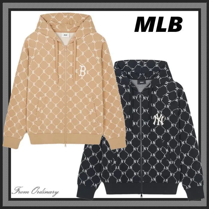 MLB Korea Hoodies | Street Style Long Sleeves Logo Hoodies - Unisex