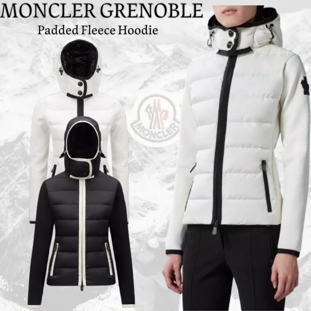 MONCLER | Long Sleeves Plain Logo | Nylon Blended Fabrics