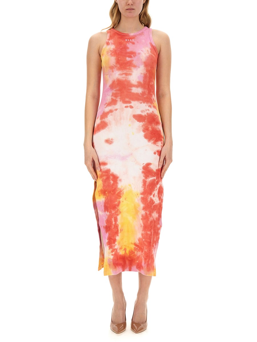 MSGM    YERSEY RIB KNIT DRESS WITH TIE & DYE TREATMENT