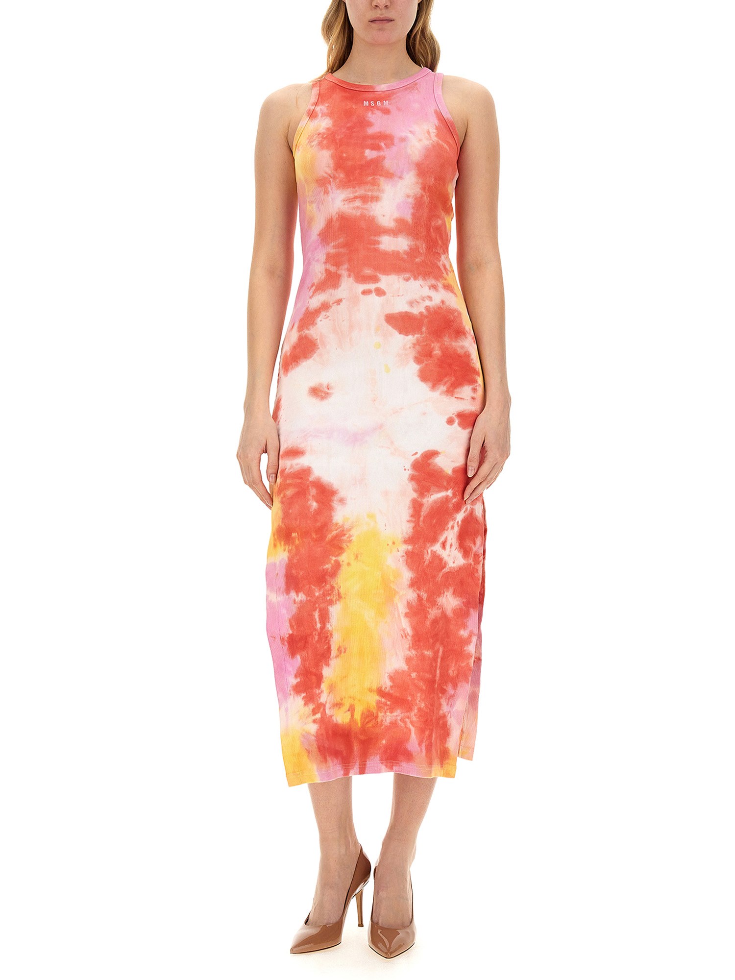 MSGM    YERSEY RIB KNIT DRESS WITH TIE & DYE TREATMENT