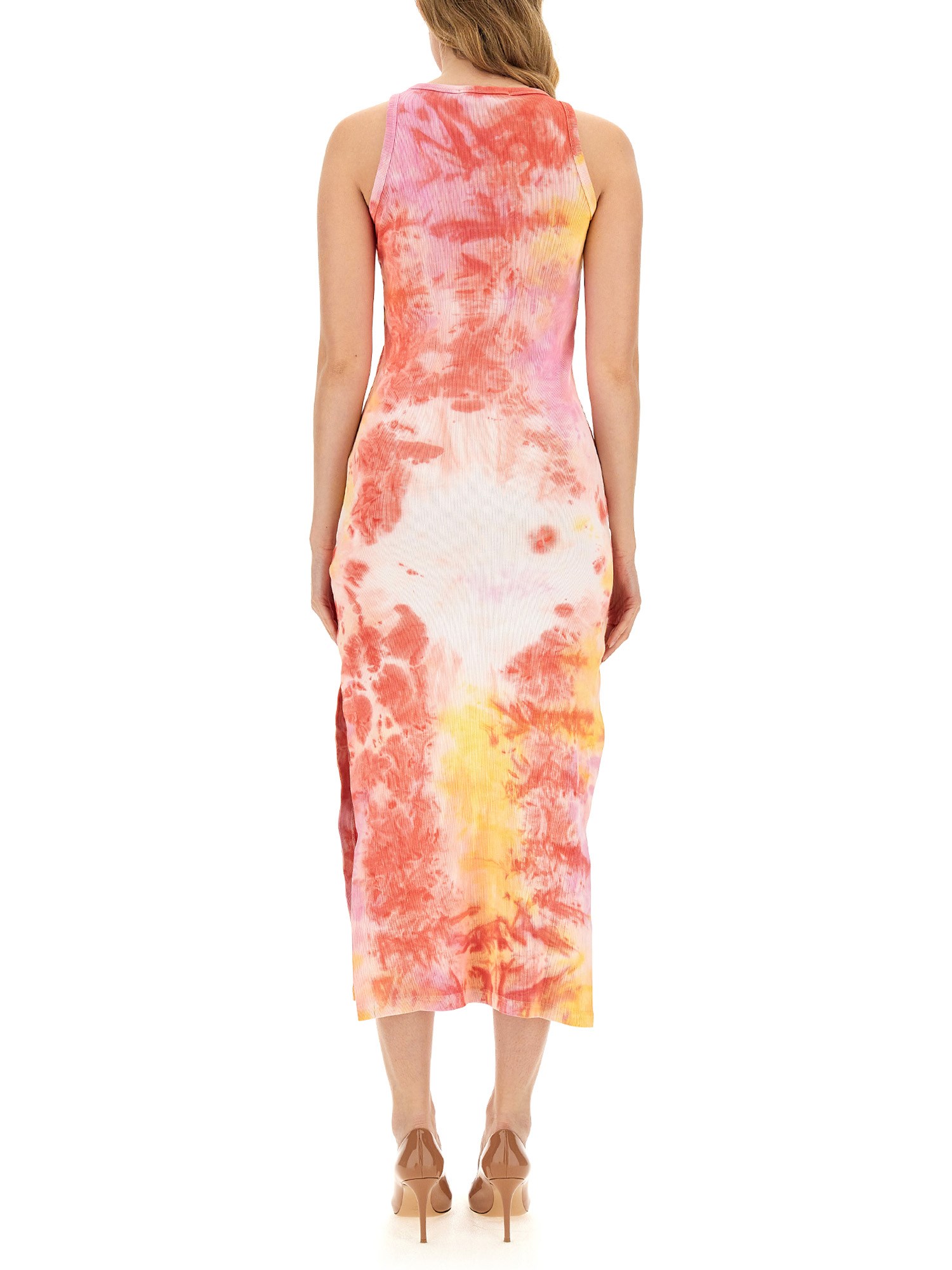 MSGM    YERSEY RIB KNIT DRESS WITH TIE & DYE TREATMENT