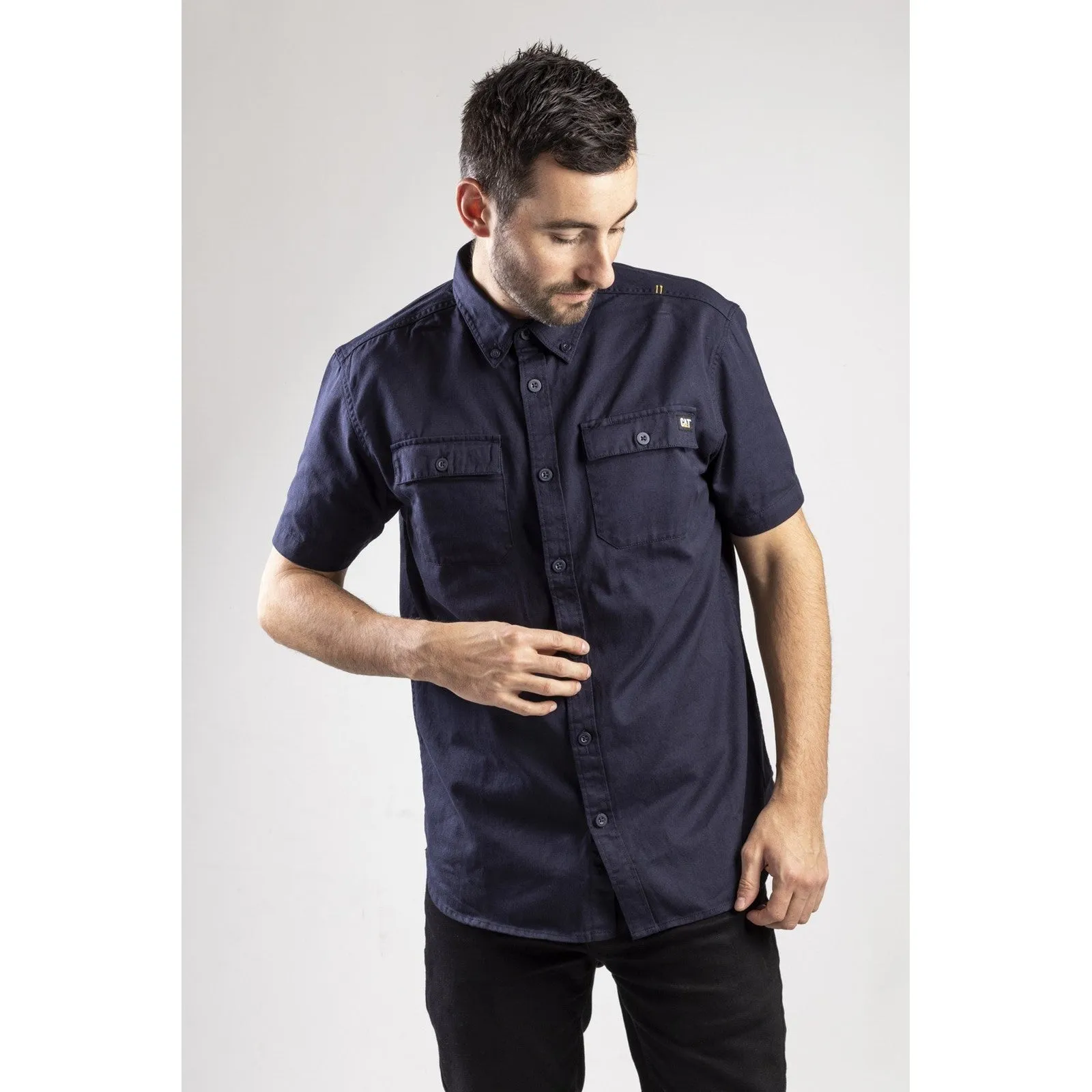 Navy Short Sleeve Button Up Shirt