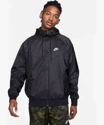 Nike Sportswear Hooded Windrunner Jacket Black/White DA0001-010 Men's