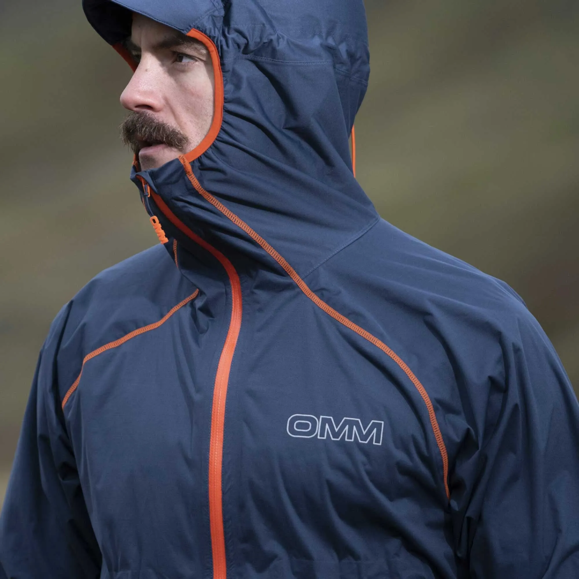 OMM Men's Navy Waterproof Running Jacket with Stretch