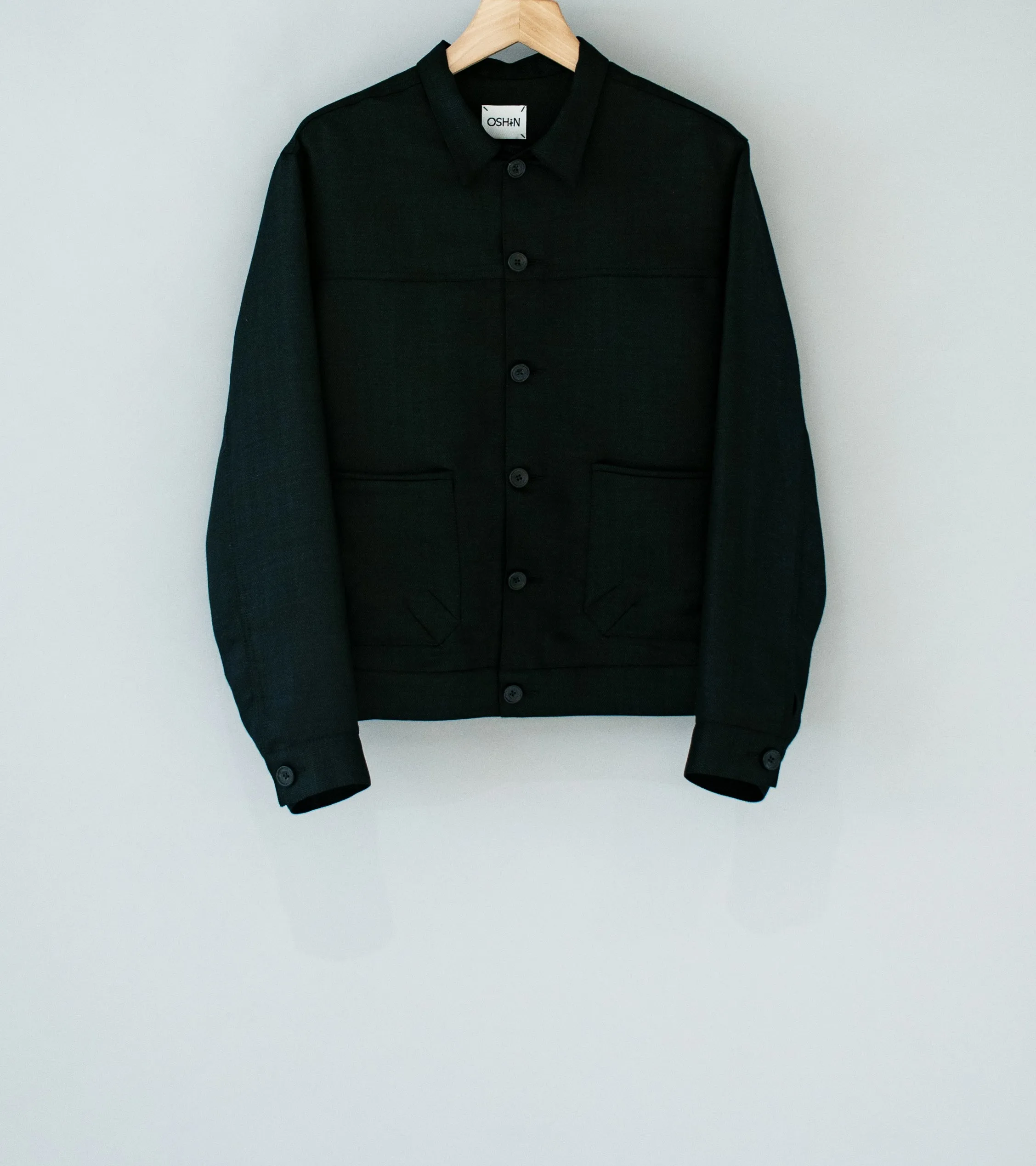 Oshin Black Linen Herringbone Twill Jacket - Jimmy Cliff Style