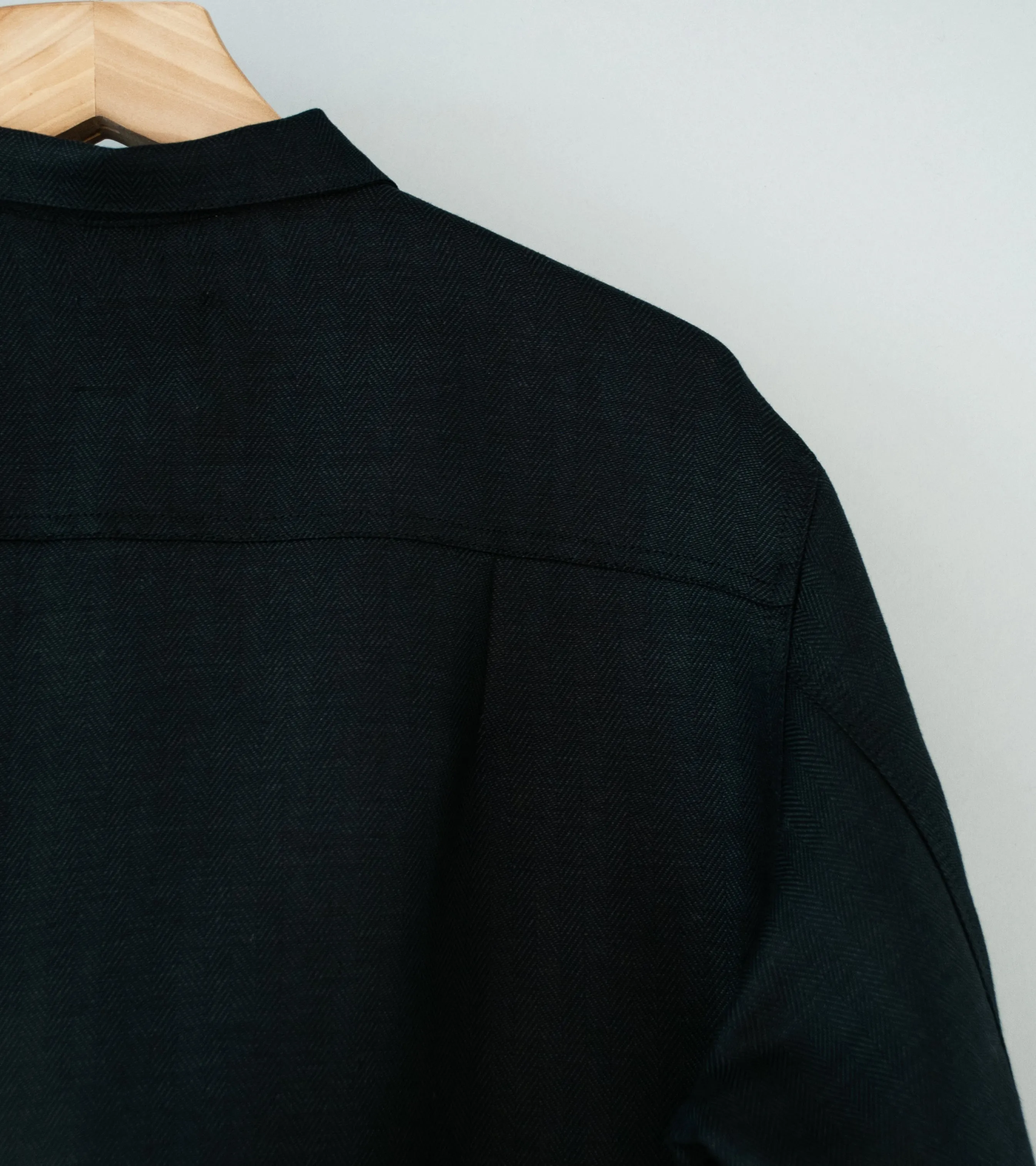 Oshin Black Linen Herringbone Twill Jacket - Jimmy Cliff Style