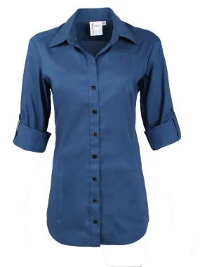 Pacific Blue Silky Poplin Shirt