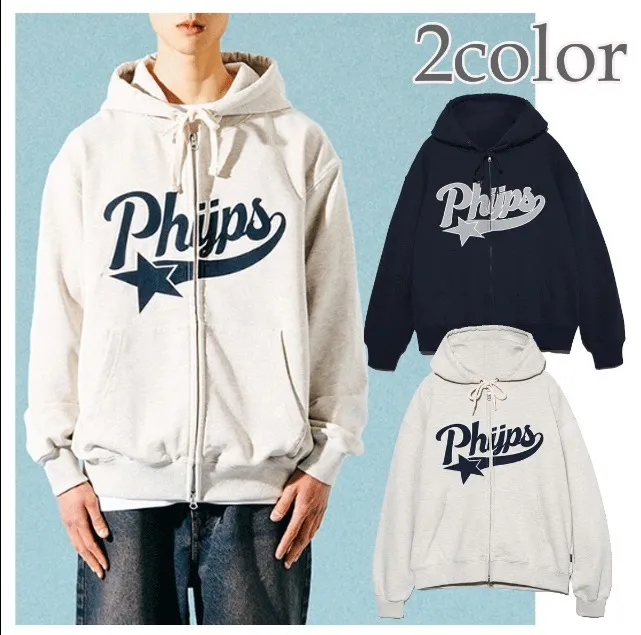 Phyps Department - Unisex Plain Cotton Logo Hoodies - Street Style