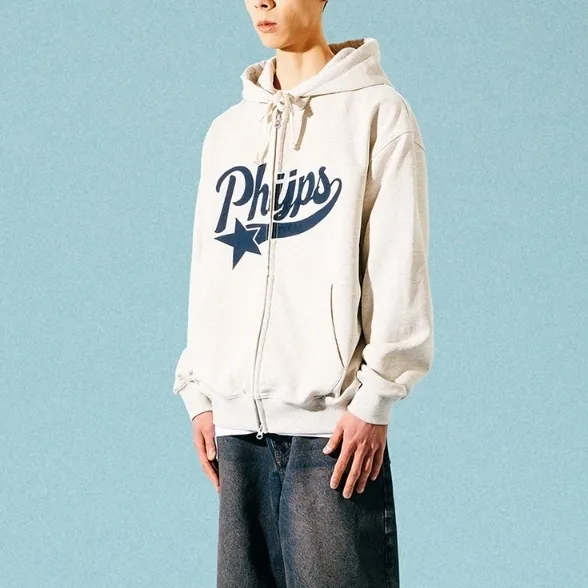 Phyps Department - Unisex Plain Cotton Logo Hoodies - Street Style