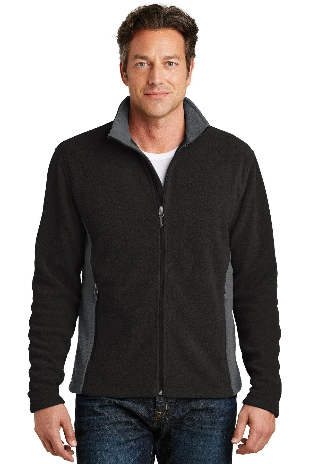 Port Authority Colorblock Value Fleece Jacket F216 Black/ Battleship Grey