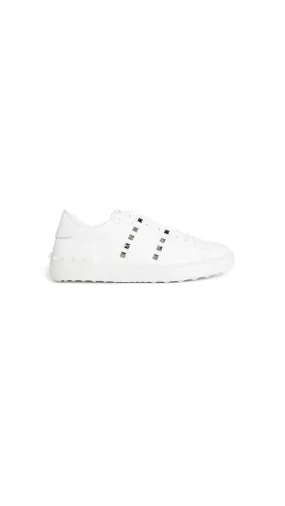 Rockstud Leather Sneakers - White | Shop Now