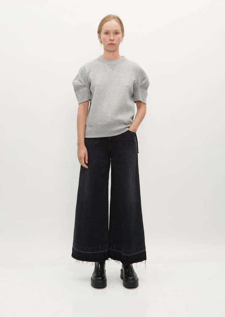 sacai Crew Neck Plain Cotton Puff Sleeves - Short Sleeves