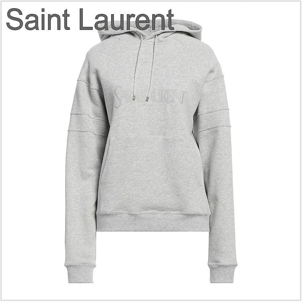 Saint Laurent plain cotton long sleeve logo street style