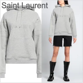 Saint Laurent plain cotton long sleeve logo street style