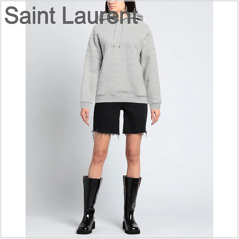 Saint Laurent plain cotton long sleeve logo street style