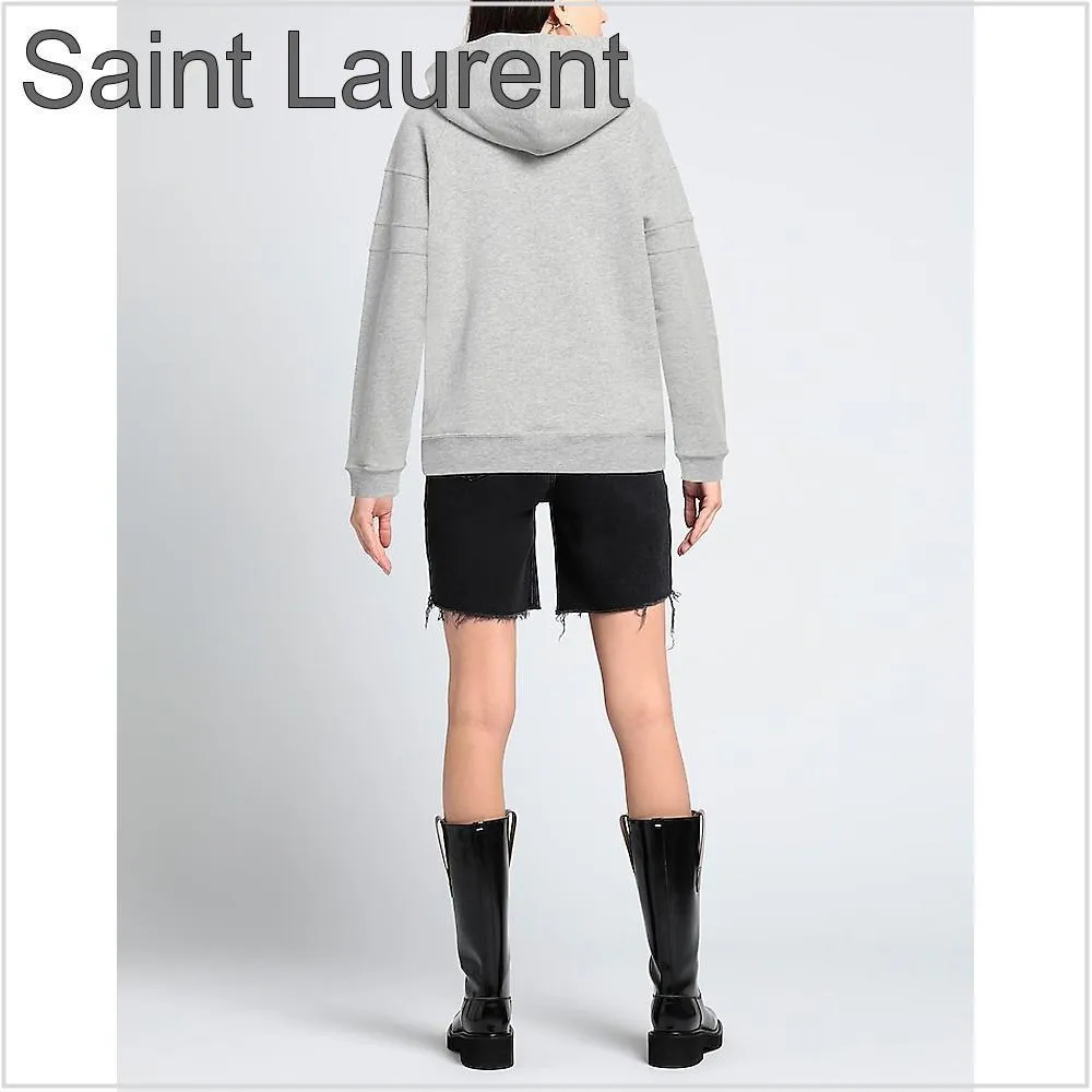 Saint Laurent plain cotton long sleeve logo street style