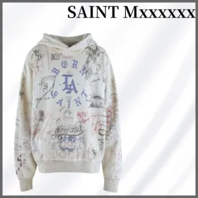 Saint Mxxxxxx Unisex Street Style Long Sleeves Cotton Oversized Hoodies