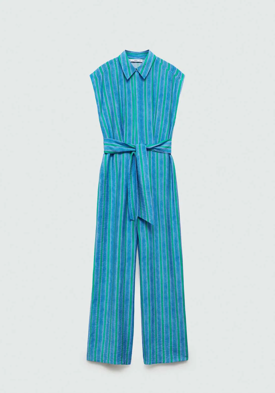 Shirt jumpsuit featuring a charming bow.