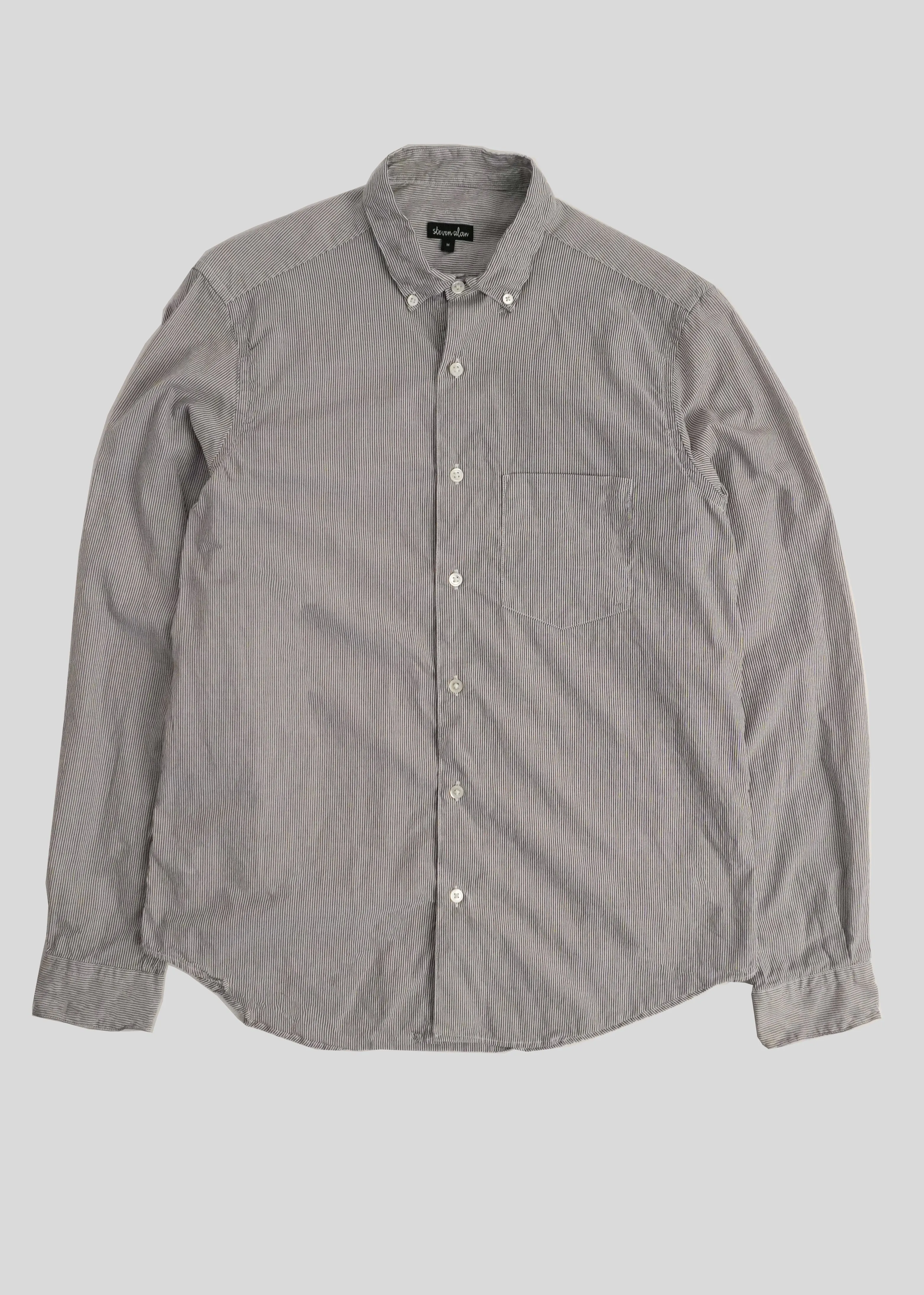 Single Needle Shirt, Soft Grey Stripe - Shop Now