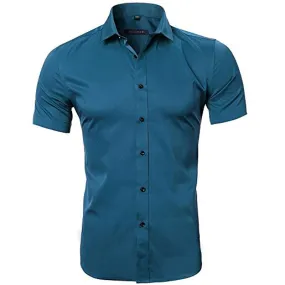 Slim Fit Bamboo Fiber Short Sleeve Shirt for Men.