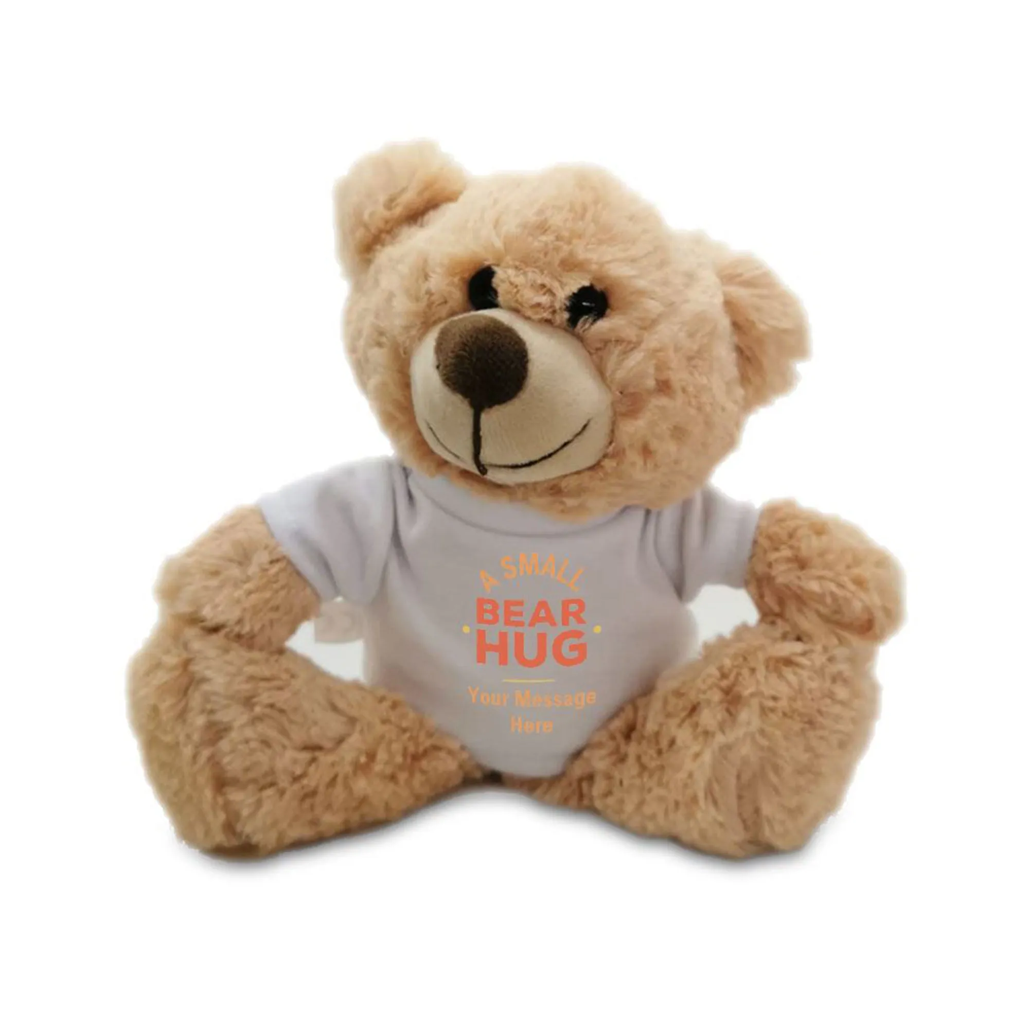 Soft Brown Teddy Bear Toy - Small Bear Hug T-shirt.