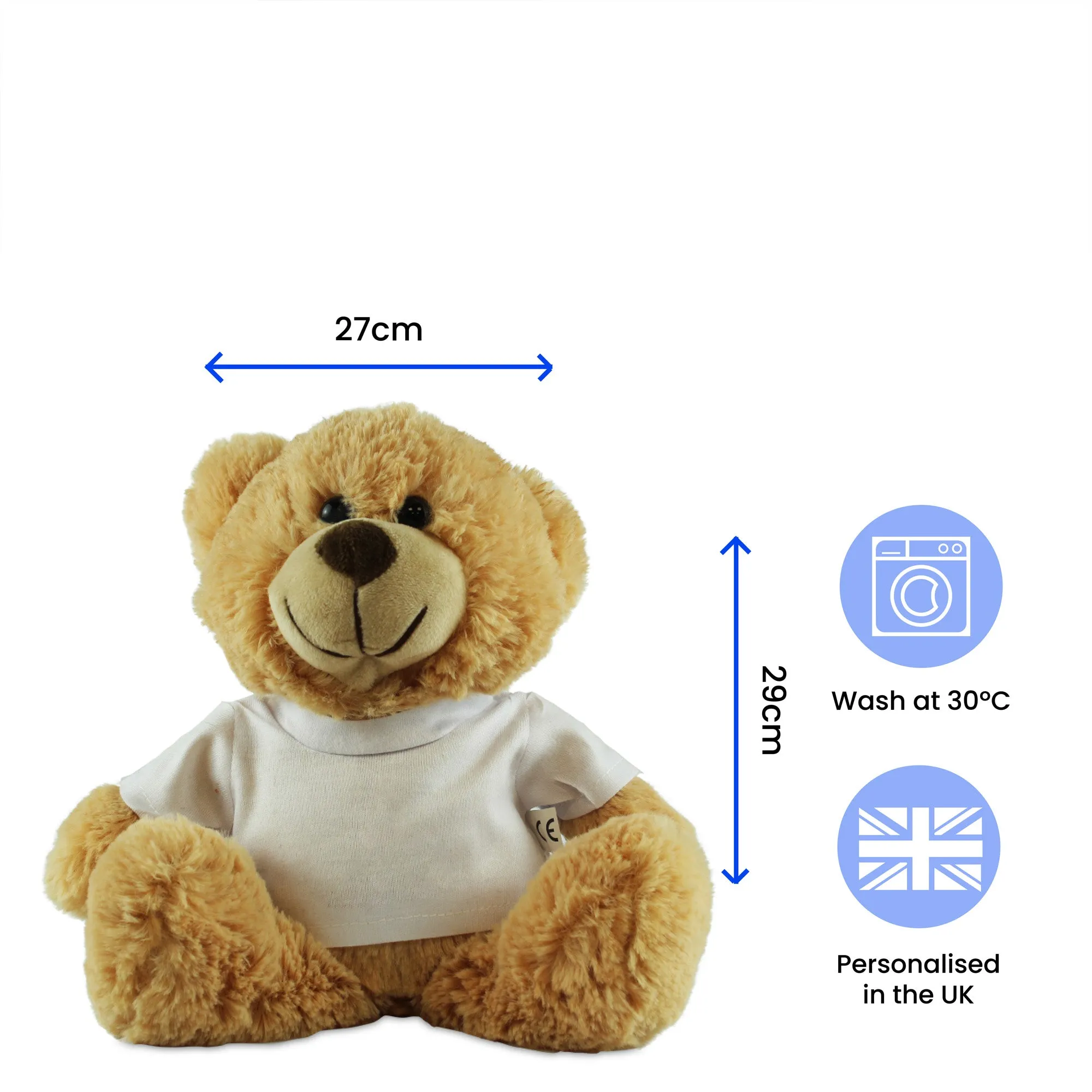 Soft Light Brown Teddy Bear Toy with Personalized T-Shirt featuring Star Design