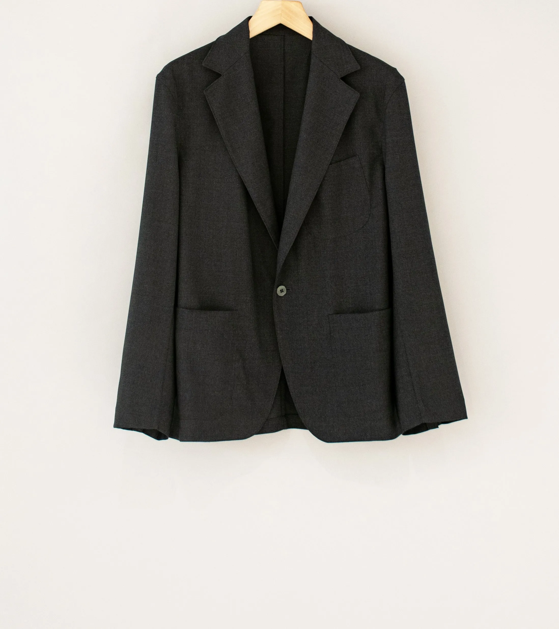 Stoffa Single Breasted Shirt Jacket Charcoal 3 Ply Wool