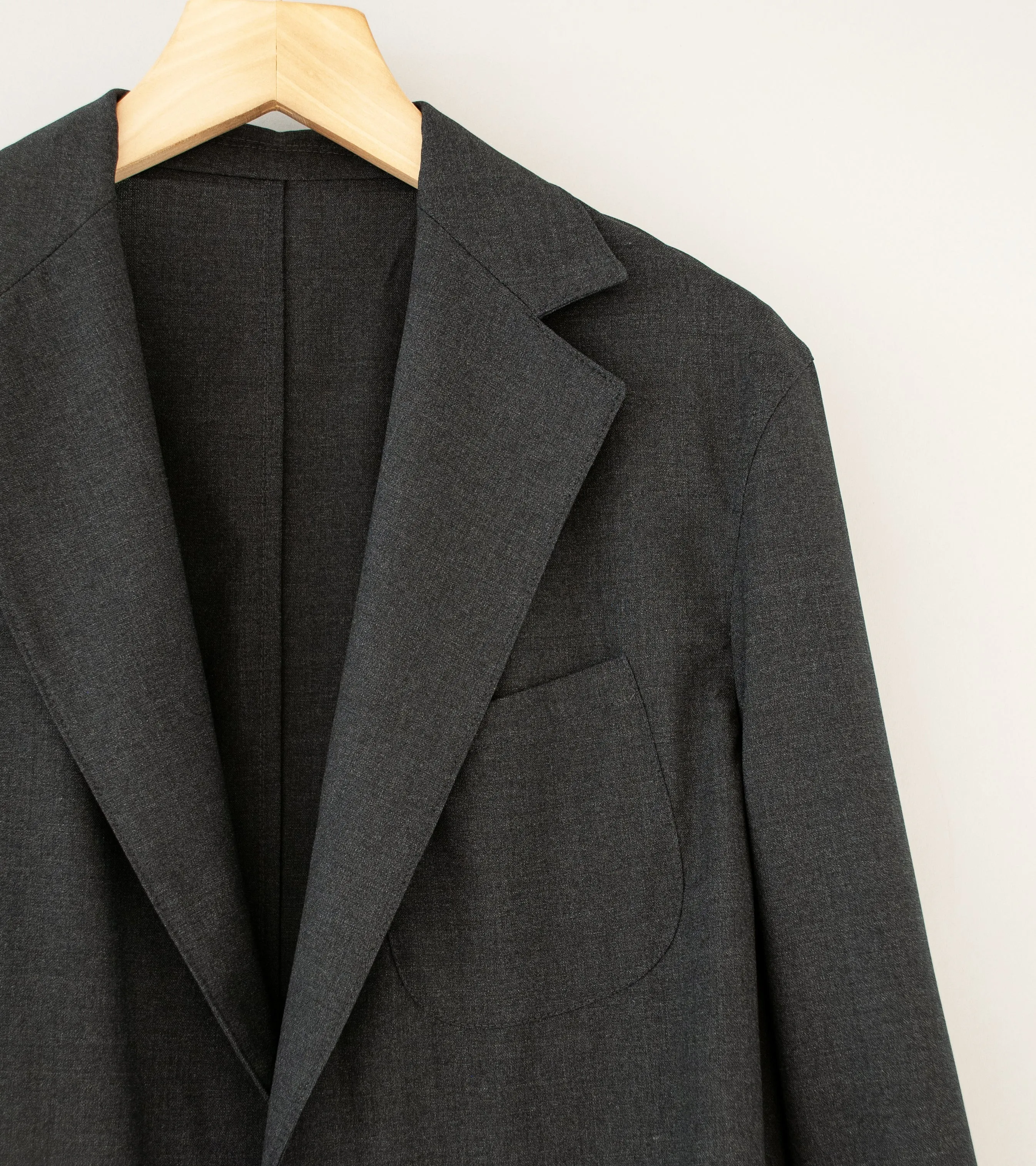 Stoffa Single Breasted Shirt Jacket Charcoal 3 Ply Wool