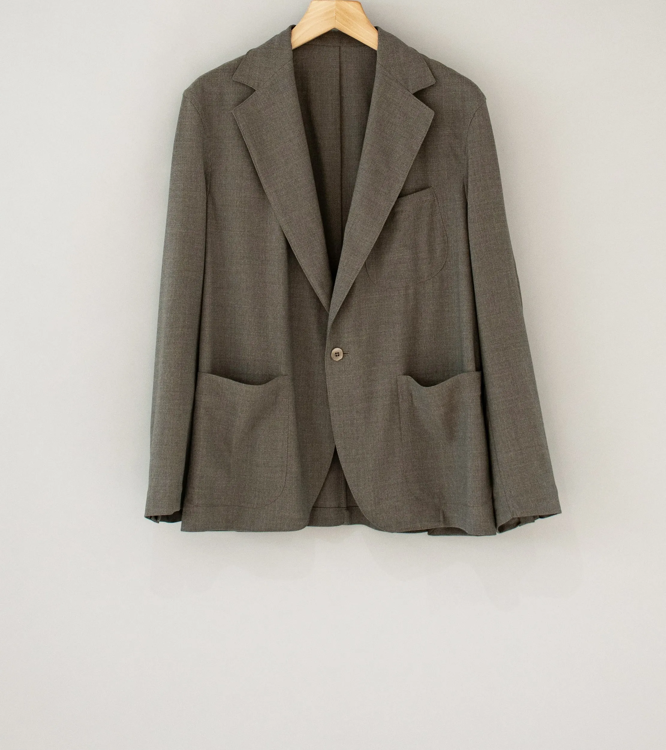 Stoffa Walnut Wool Plain Weave Single Breasted Shirt Jacket