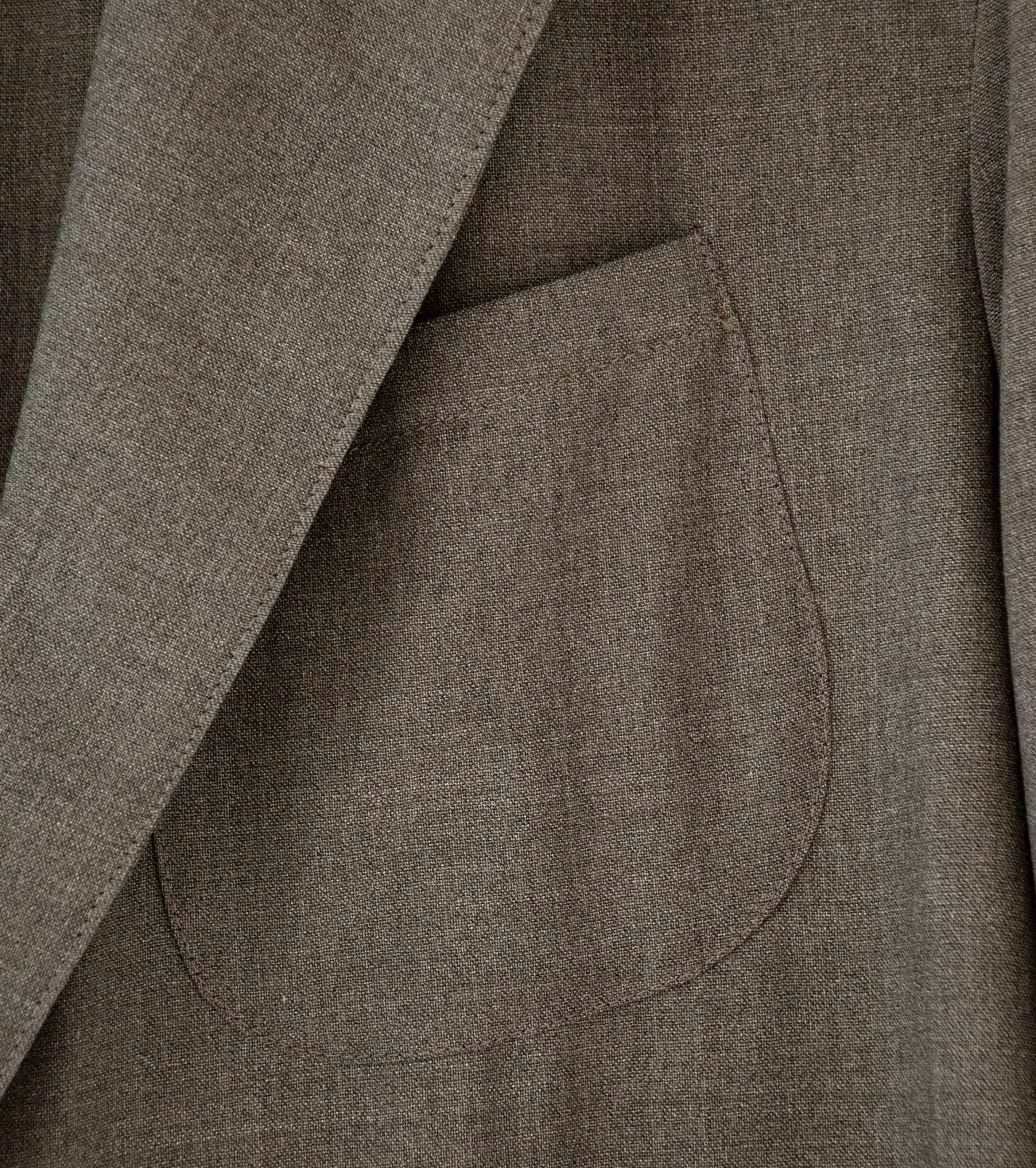 Stoffa Walnut Wool Plain Weave Single Breasted Shirt Jacket