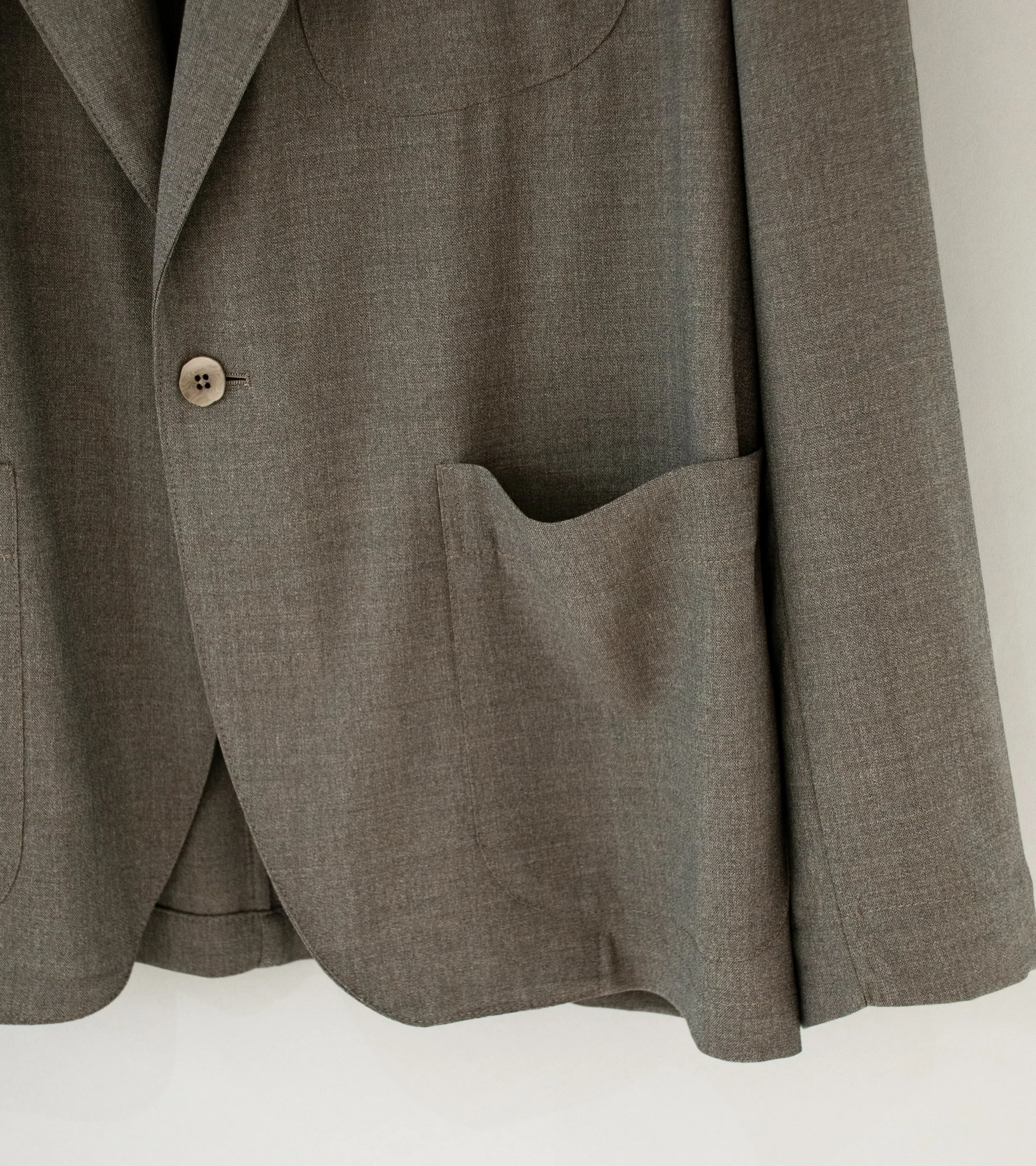 Stoffa Walnut Wool Plain Weave Single Breasted Shirt Jacket