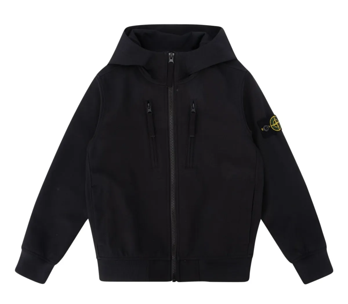 Stone Island Junior Logo Patch Zip Hooded Jacket.