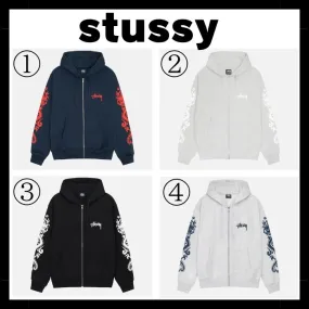 STUSSY | Long Sleeve Hoodies with Logo | Unisex Street Style Skater Hoodies