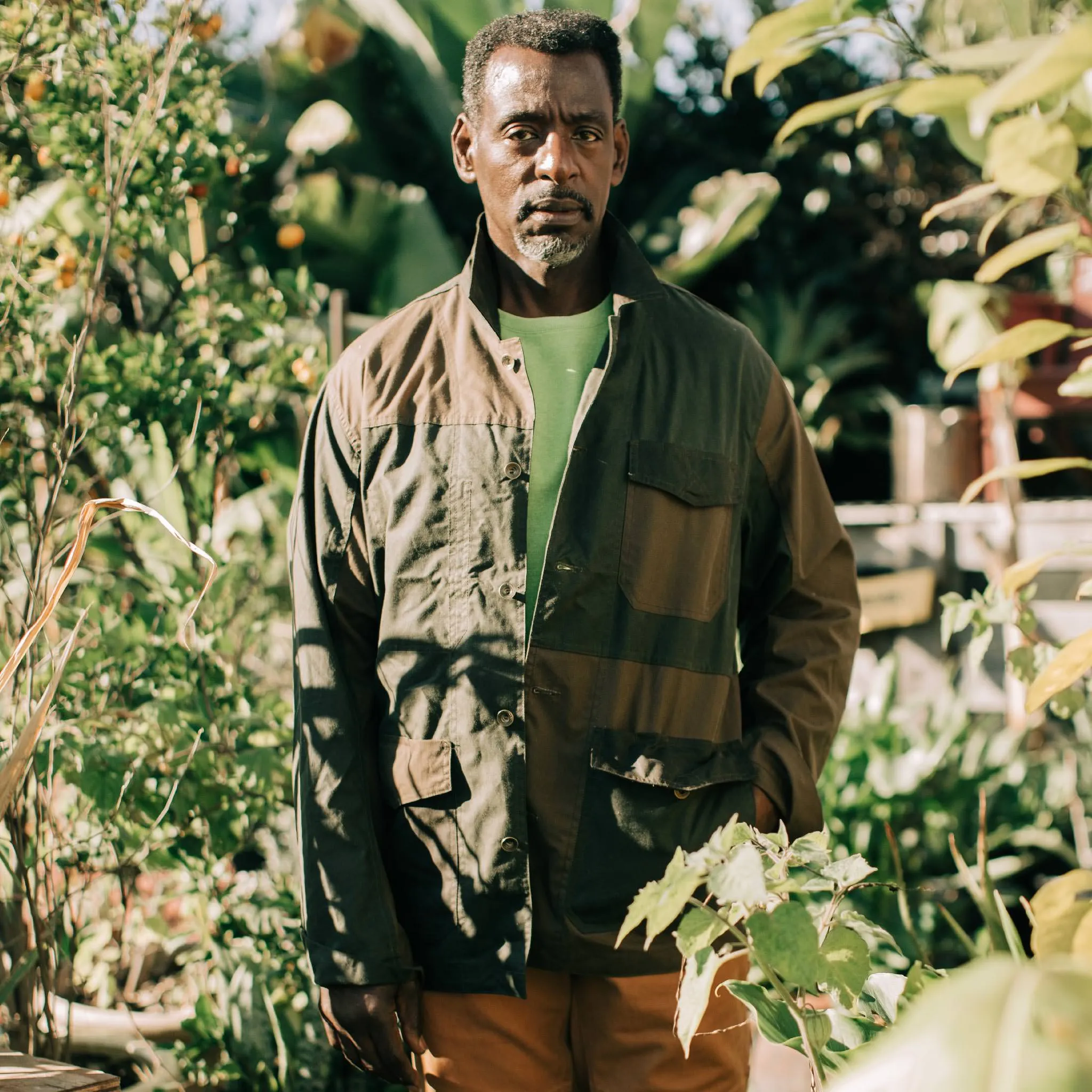 Task Jacket - Waxed Khaki and Olive Patchwork