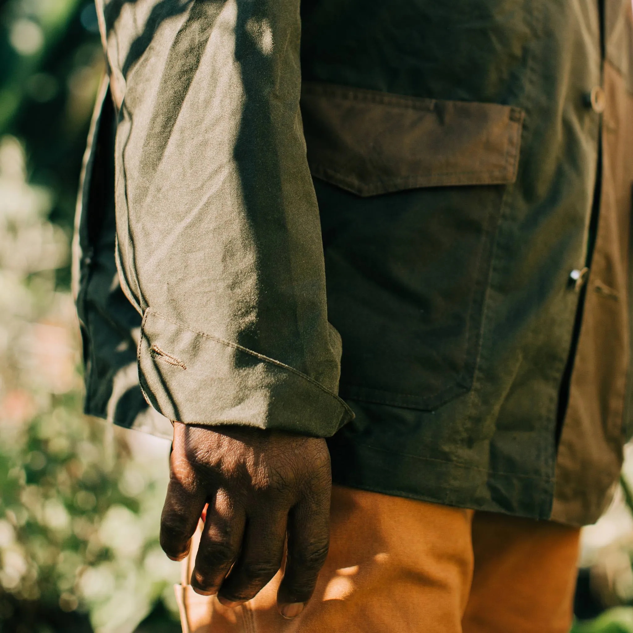 Task Jacket - Waxed Khaki and Olive Patchwork