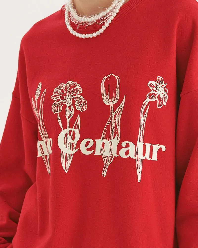 The Centaur | Floral Long Sleeve Cotton Crewneck