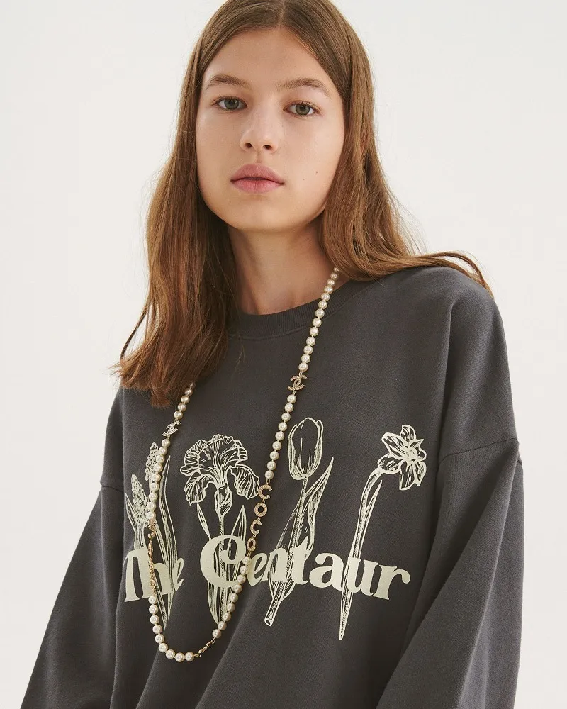 The Centaur | Floral Long Sleeve Cotton Crewneck