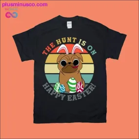 The Hunt Happy Easter | Bunny Pug | Retro Sunset - Find the Best Deals