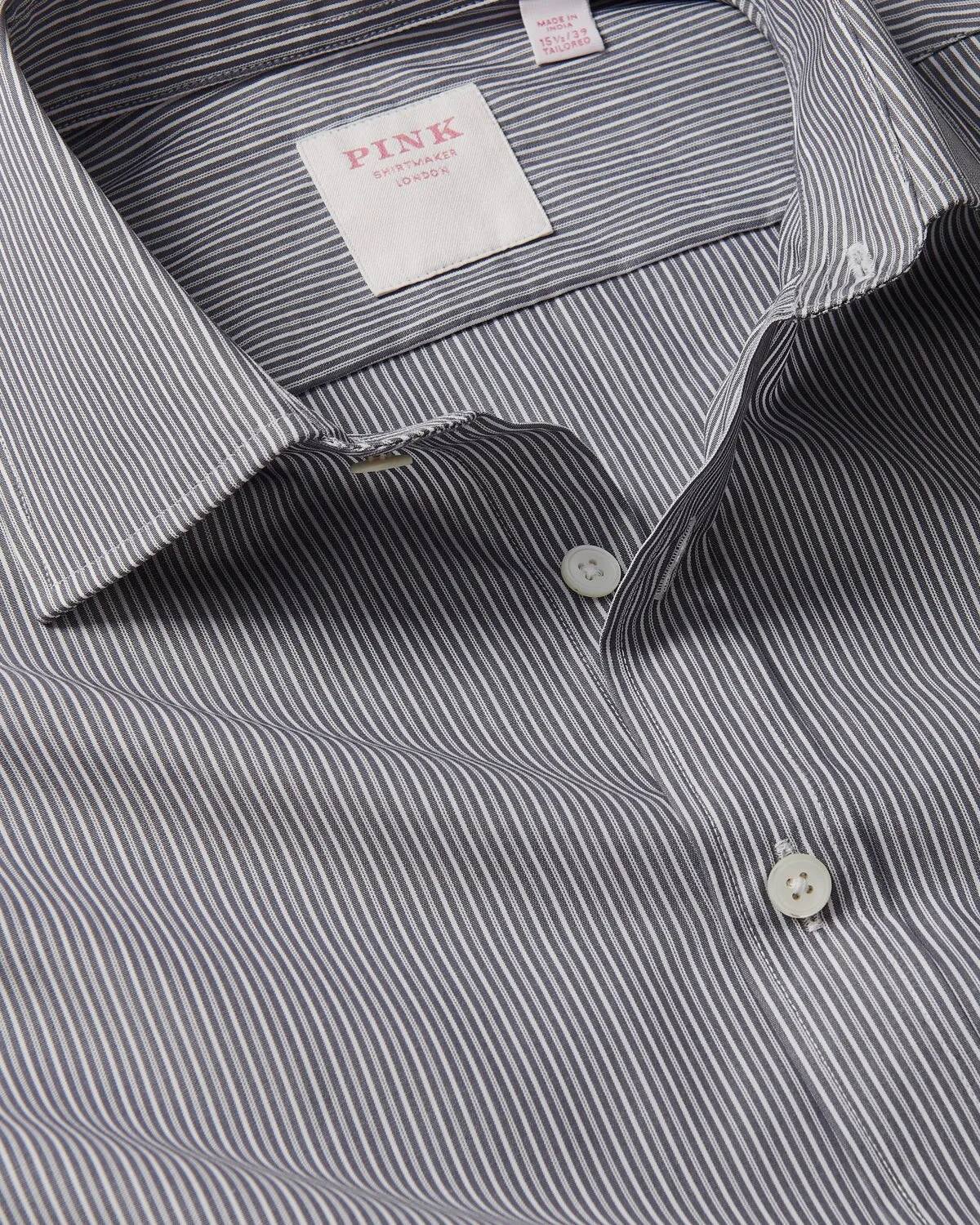 Thomas Pink grey white stripe shirt.