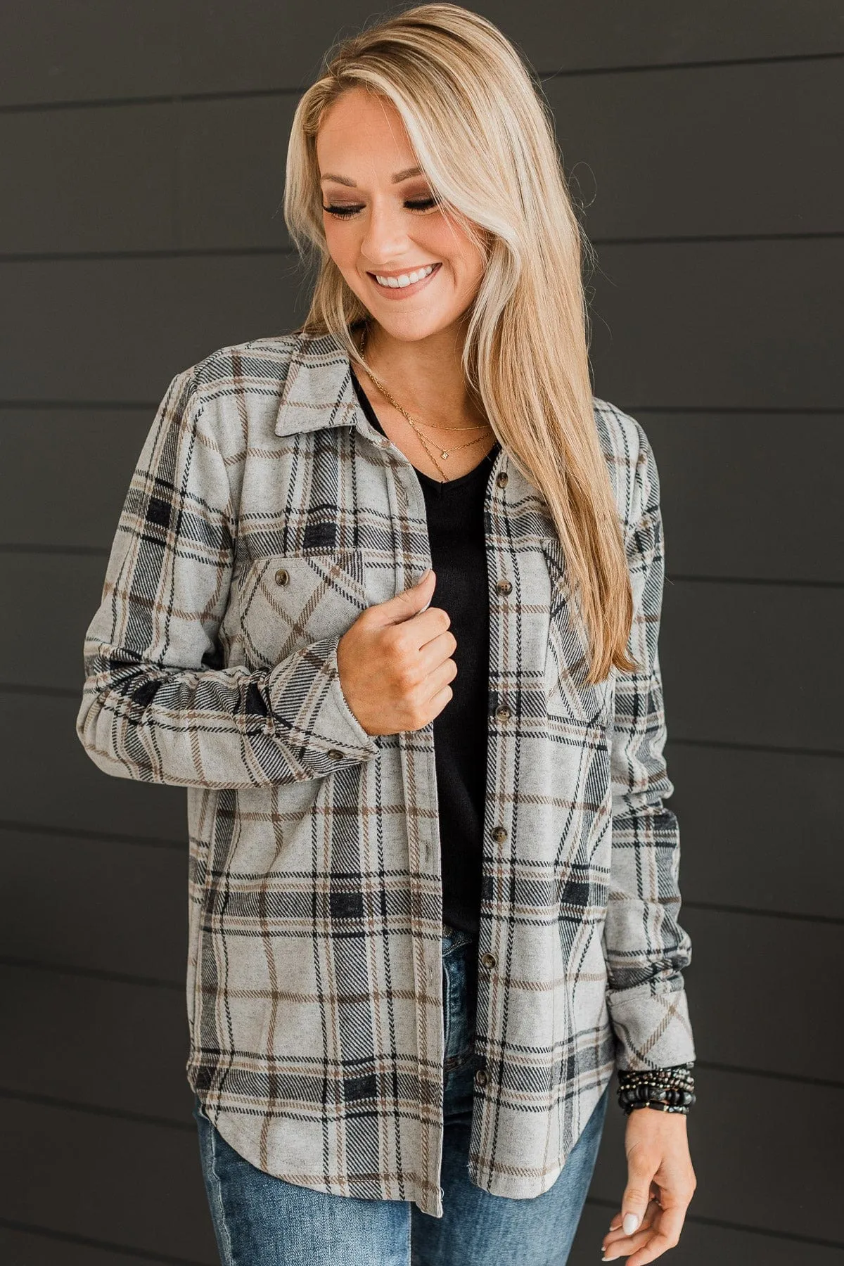 Thread & Supply Plaid Shirt Jacket in Heather Grey