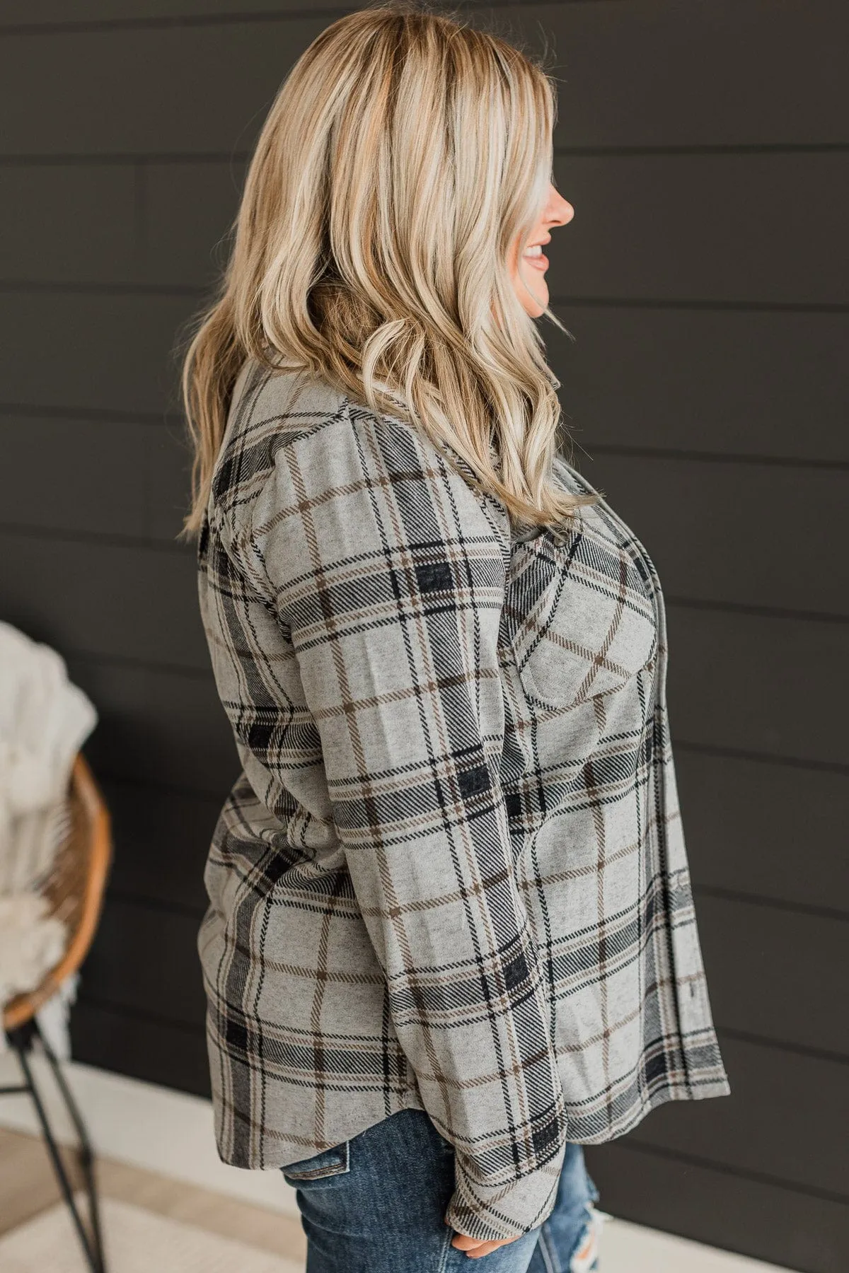 Thread & Supply Plaid Shirt Jacket in Heather Grey