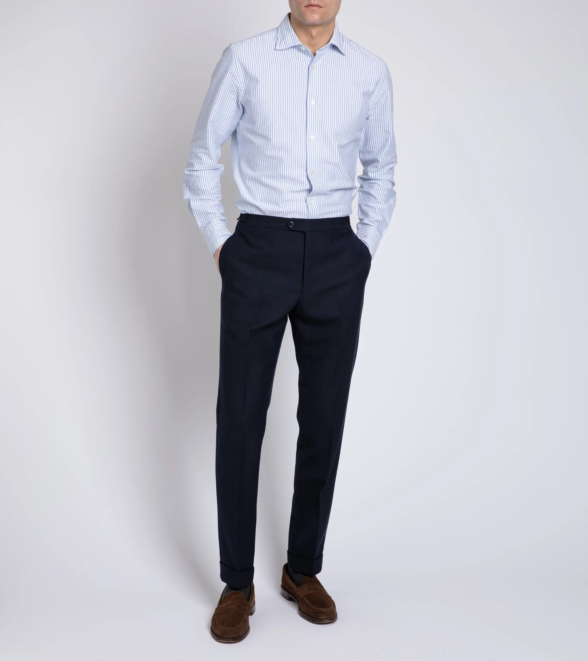 Trunk Audley Cotton Oxford Shirt, Light Blue Stripe