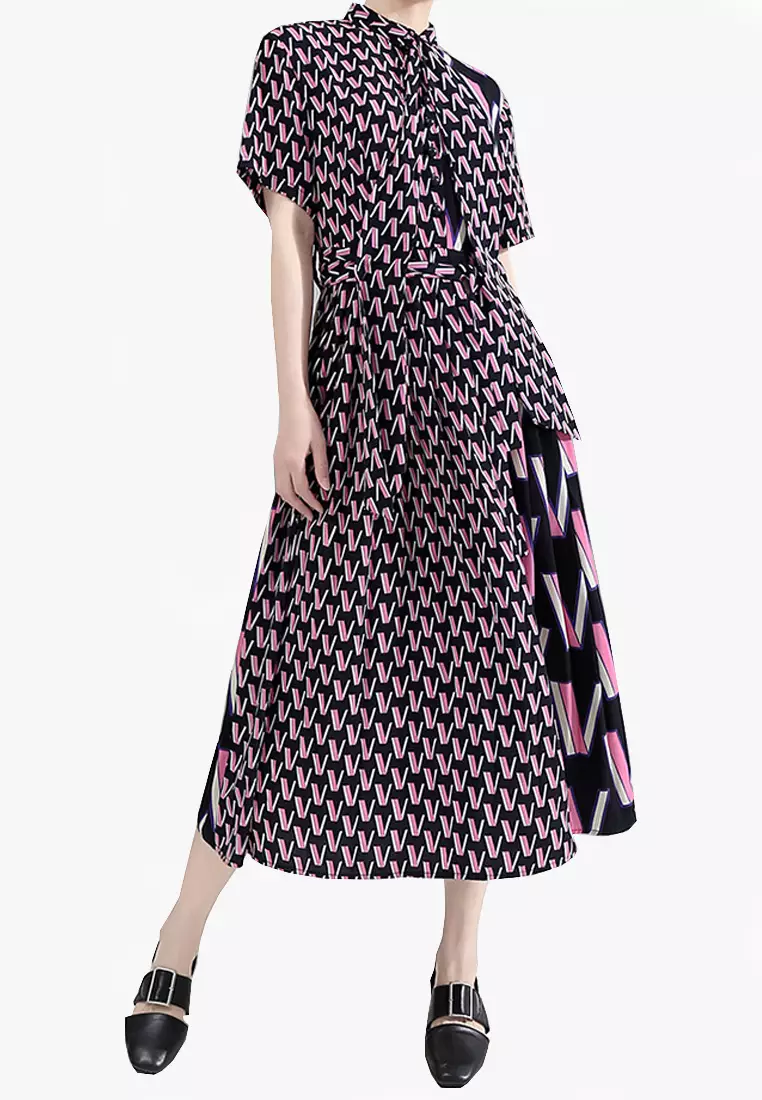 Twenty Eight Shoes VANSA Geometric Pattern Short Sleeve Shirt Dress VCW-Bd6036.S