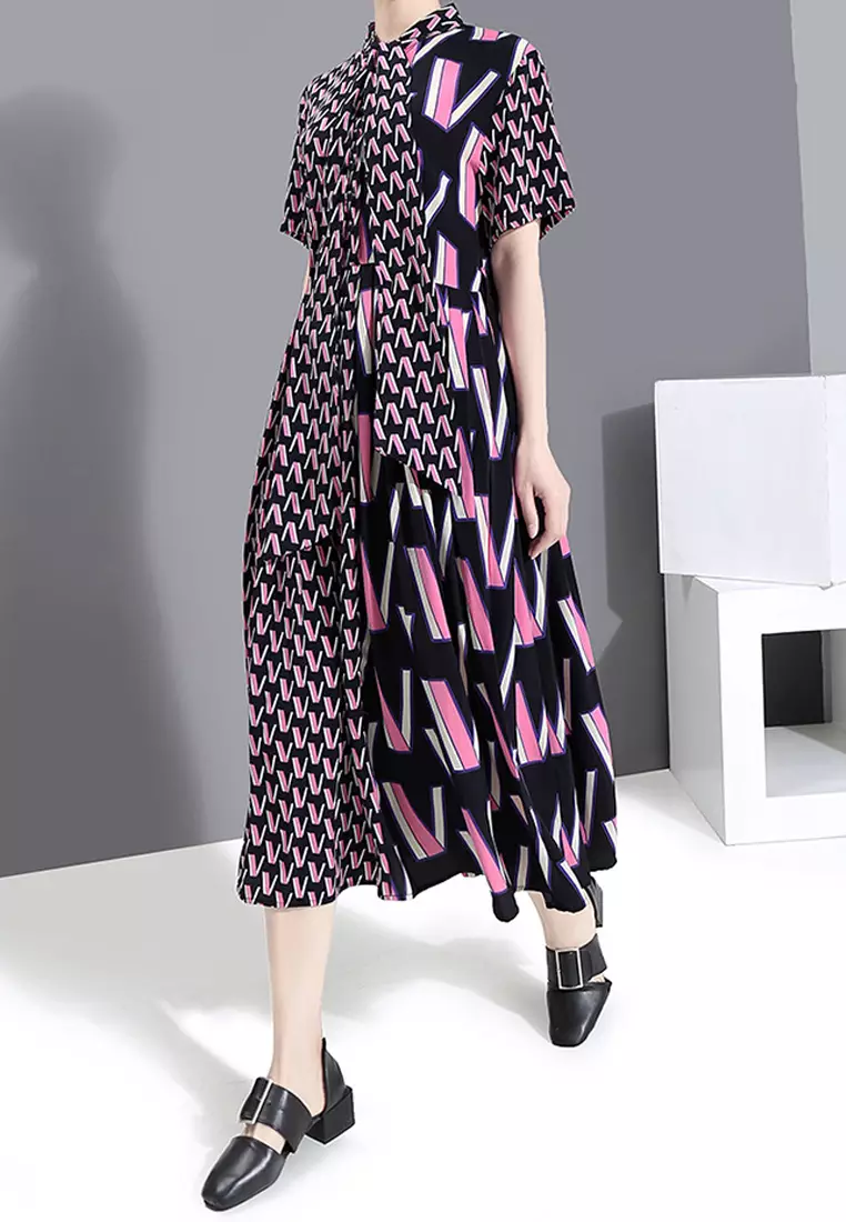 Twenty Eight Shoes VANSA Geometric Pattern Short Sleeve Shirt Dress VCW-Bd6036.S