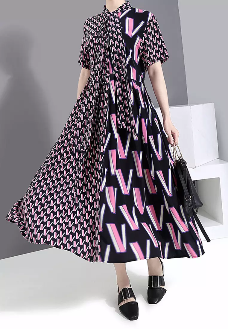 Twenty Eight Shoes VANSA Geometric Pattern Short Sleeve Shirt Dress VCW-Bd6036.S