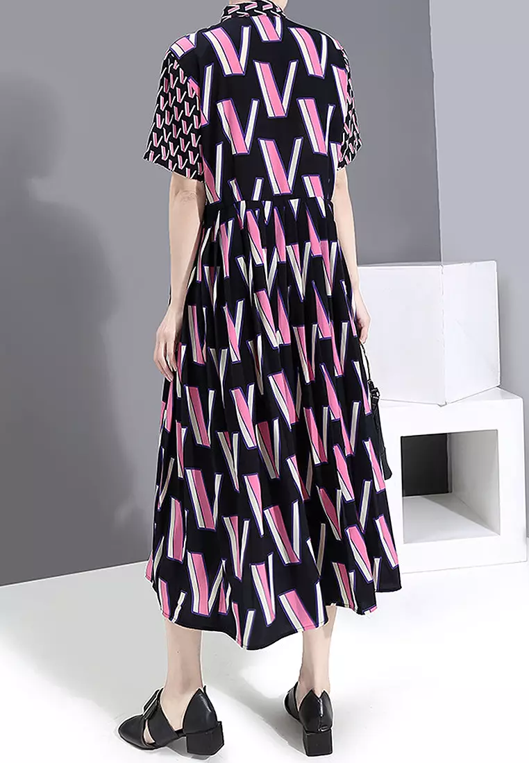 Twenty Eight Shoes VANSA Geometric Pattern Short Sleeve Shirt Dress VCW-Bd6036.S